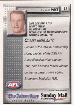 2003 Select The Advertiser-Sunday Mail AFL #58 Michael Voss Back